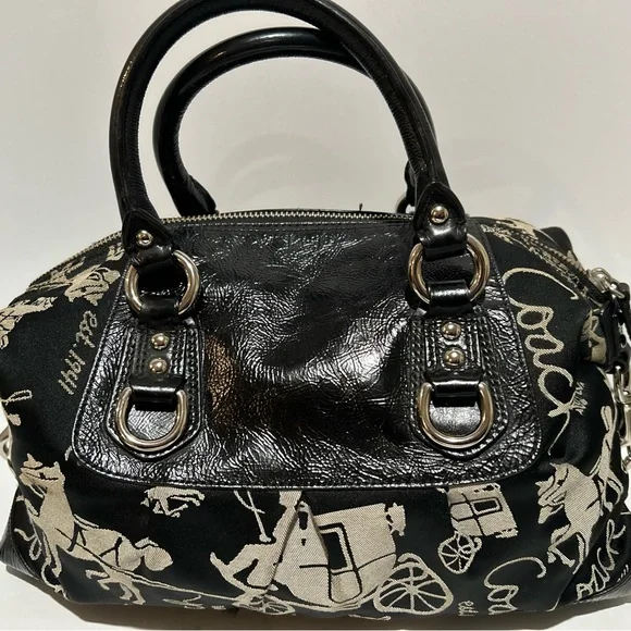 Coach Black and Tan Satchel - Picture 2 of 9